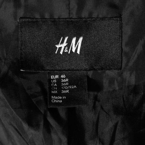 H&M Mens Jacket Gray Military Wool Blend Lined Coat Full Zip Pockets Small 36R - Picture 3 of 8